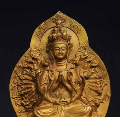 14CM Old Chinese Bronze Statue w/ Buddha N2827