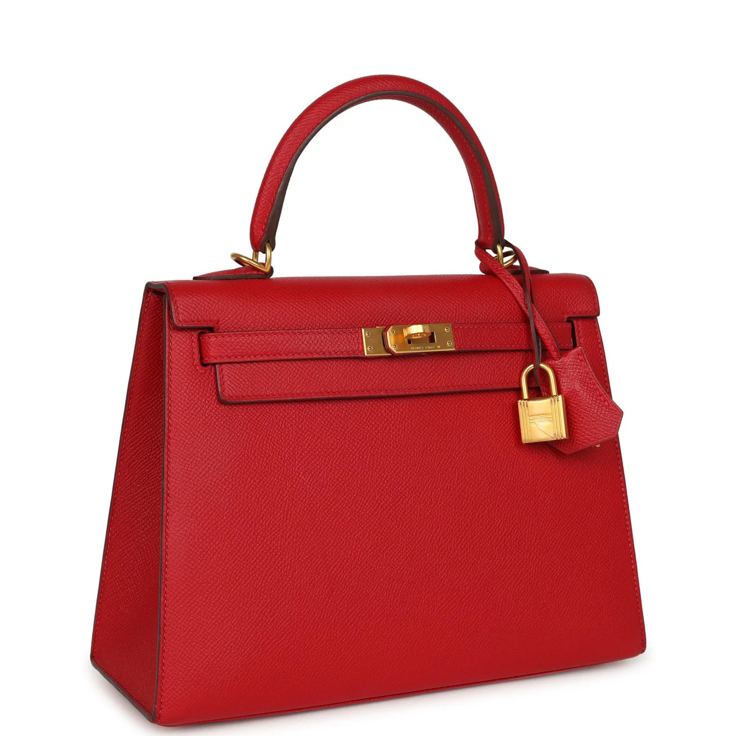HERMÈS Special Order (HSS) Kelly Sellier 25 Rouge Casaque Verso Epsom Gold Hardware