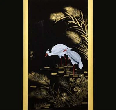 Lin Fengmian Signed Chinese Hand Painted Calligraphy Scroll w/crane N2138