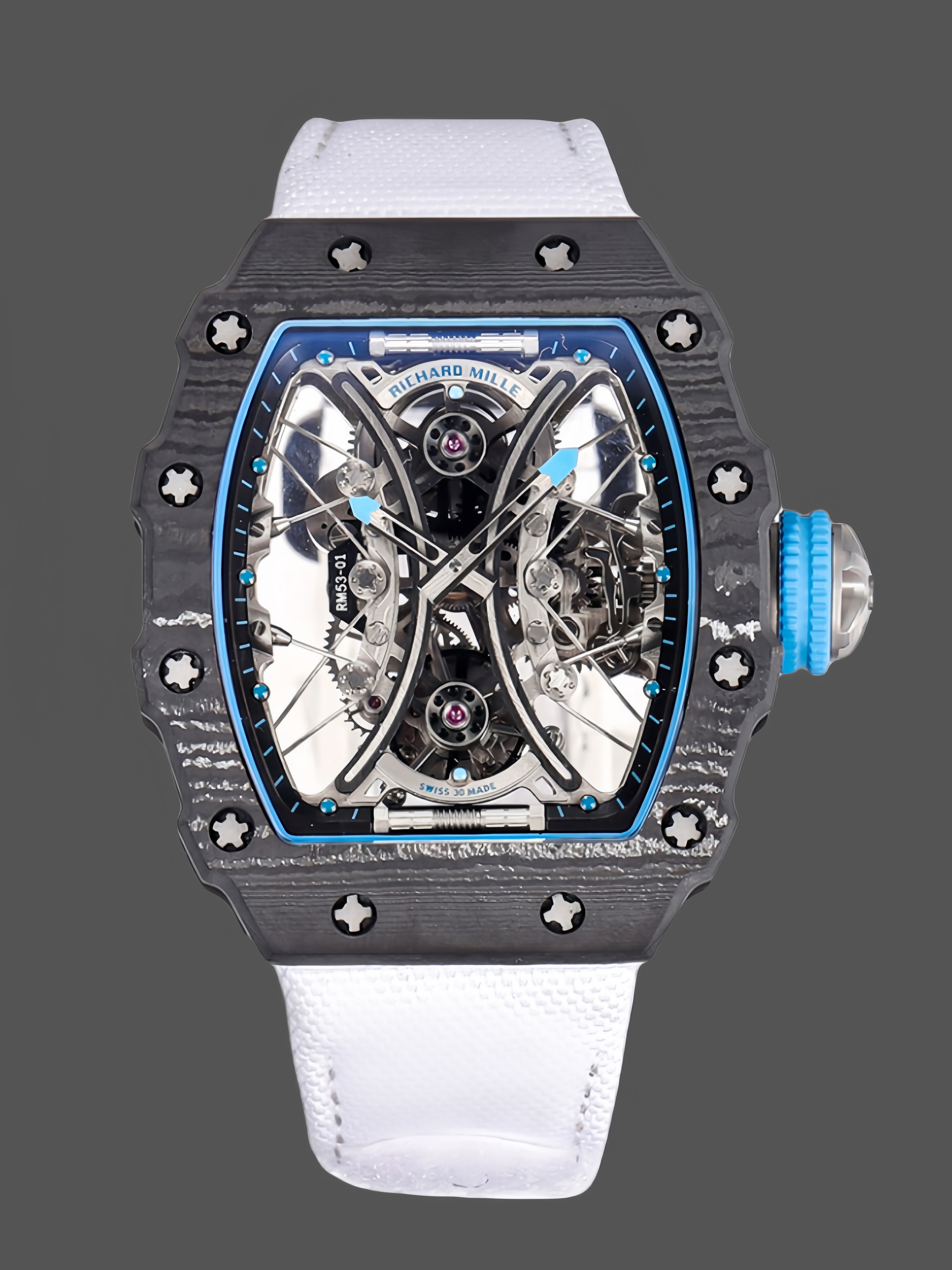【7A Quality】Richard Mille RM 53-01 Tourbillon Pablo Mac Donough White Fabric Strap