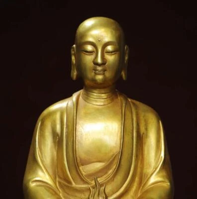 28CM Old Chinese Bronze Statue w/ Buddha N2839