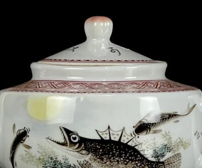 Deng Bishan Signed Old Chinese Famille Rose Teapot W/fish CK183