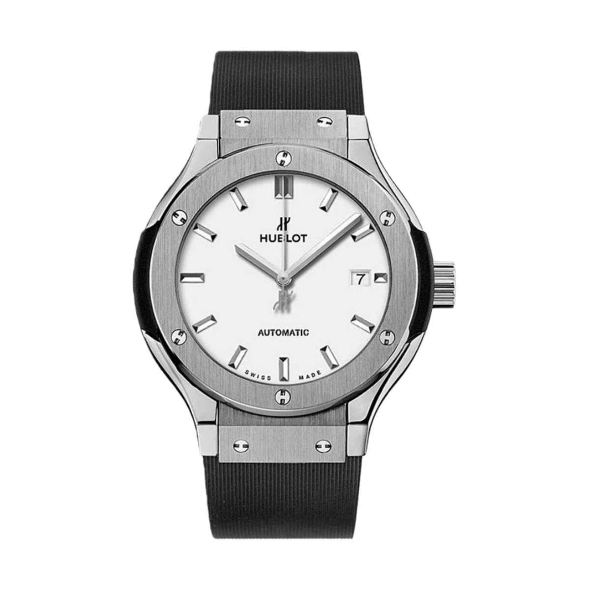 Hublot Classic Fusion 542.NX.2610.RX 42mm White Dial Rubber Strap Men Watch 542.NX.2610.LR