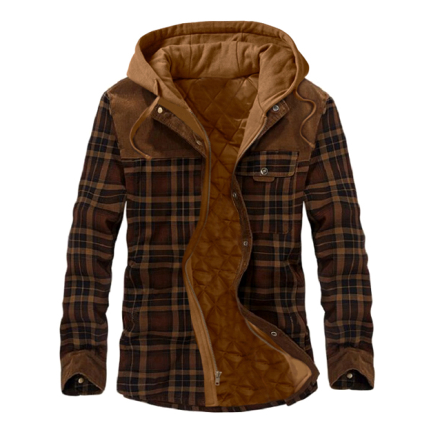 Men's Plaid Hooded Flannel Shirt Jacket