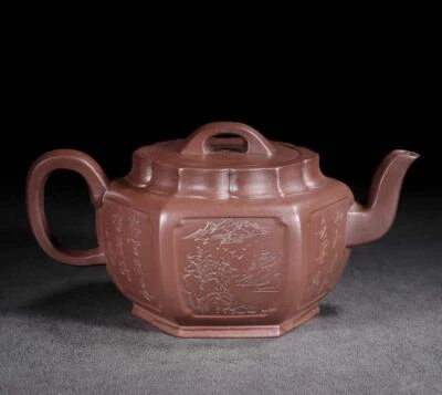 Old Fan Dasheng Signed Chinese Handmade Yixing Zisha Teapot w/tree N169