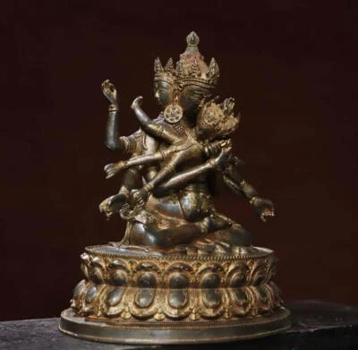 31CM Old Chinese Bronze Statue w/ Buddha N2866