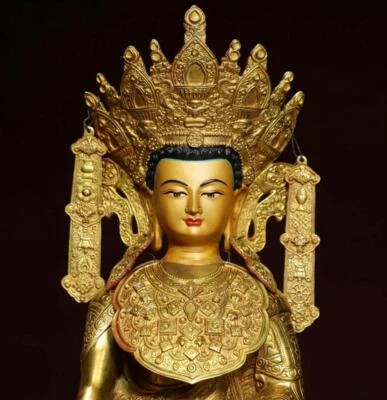 38CM Old Chinese Bronze Statue w/ Buddha N2861