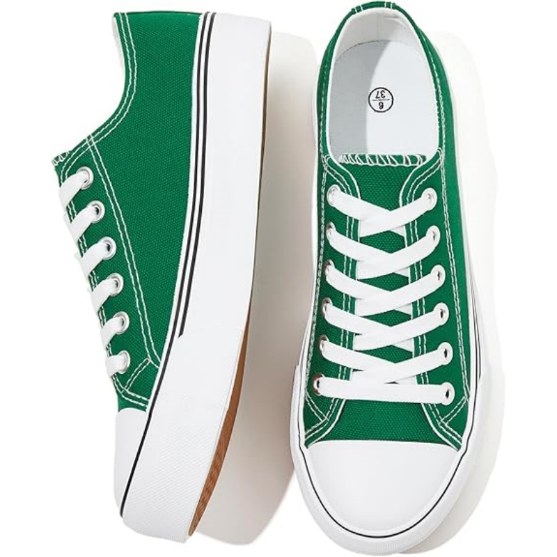 Womens White Black Canvas Sneakers