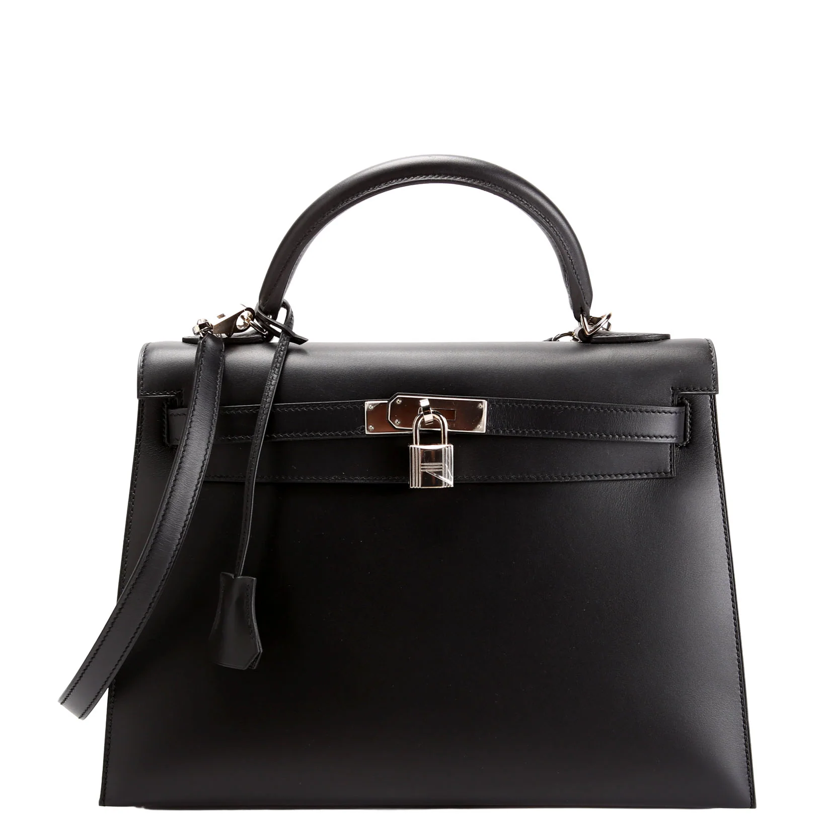 HERMÈS Kelly 32 Sellier Swift 2017 Noir/Palladium