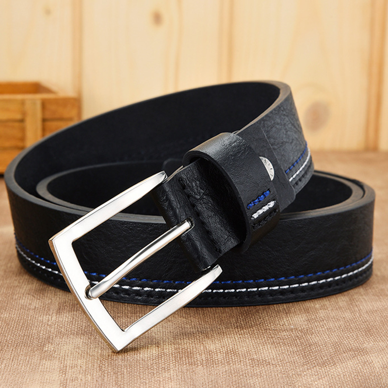 Men's Retro Stitch Detail Pin Buckle PU Leather Casual Wide Belt