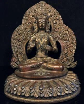26CM Old Chinese Bronze Gilding Statue Buddha CK411
