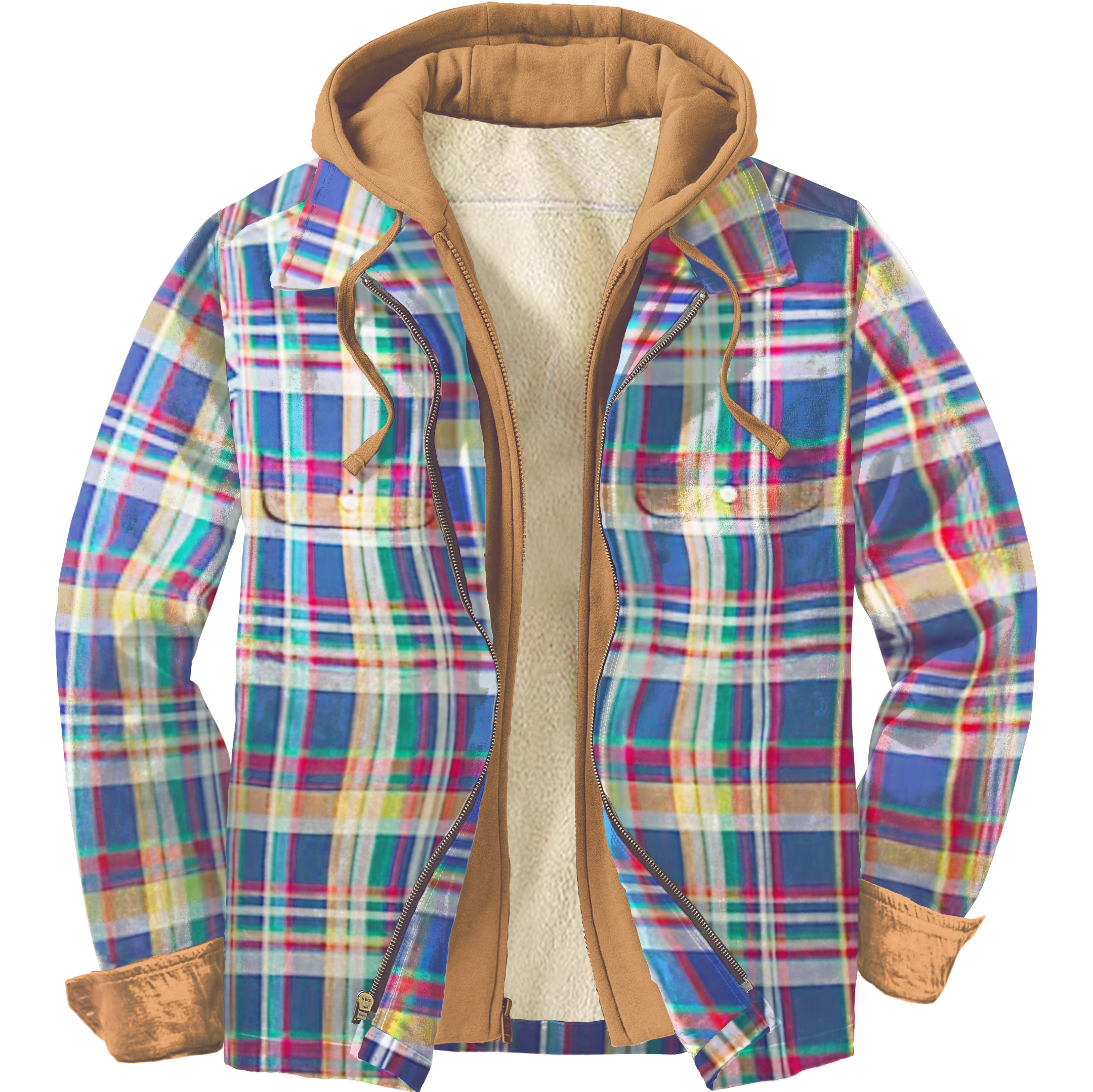 Men's Colorful Plaid Shirt Casual Hooded Jacket