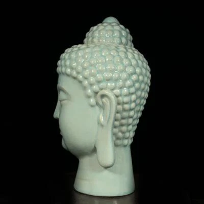 36CM Old Chinese Song Ru Yao Ru Kiln Statue w/ Buddha CK742