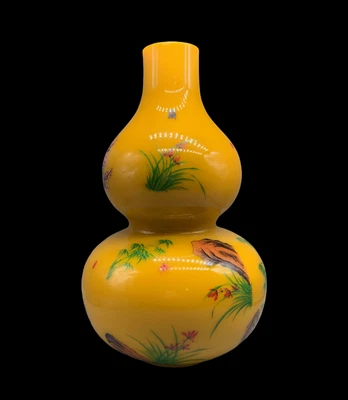 30CM Old Chinese Coloured Glaze Vase W/plum blossom N4279
