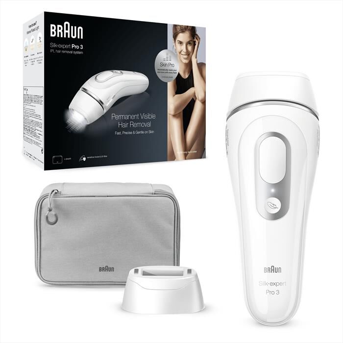 BRAUN - Epilatore a luce pulsate SILK EXPERT PRO 3 PL3020-BIANCO/ARGENTO