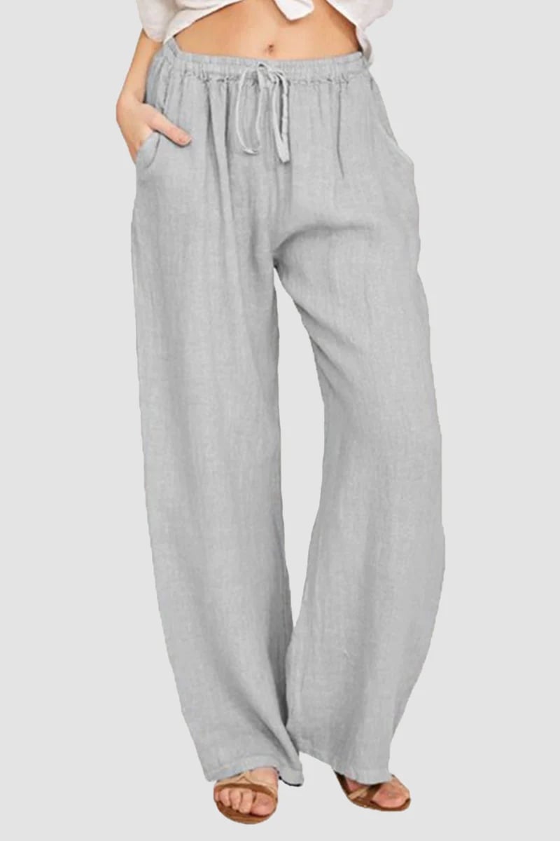 Womens Classic Loose Cotton Linen Casual Trousers