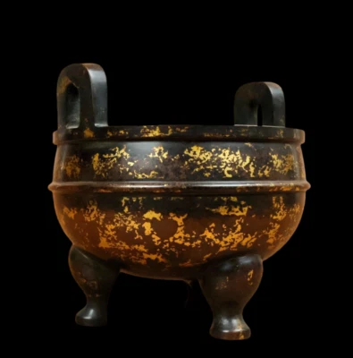 Shutang Signed Old Chinese Red Copper Handmade Incense Burner w/ear N3826