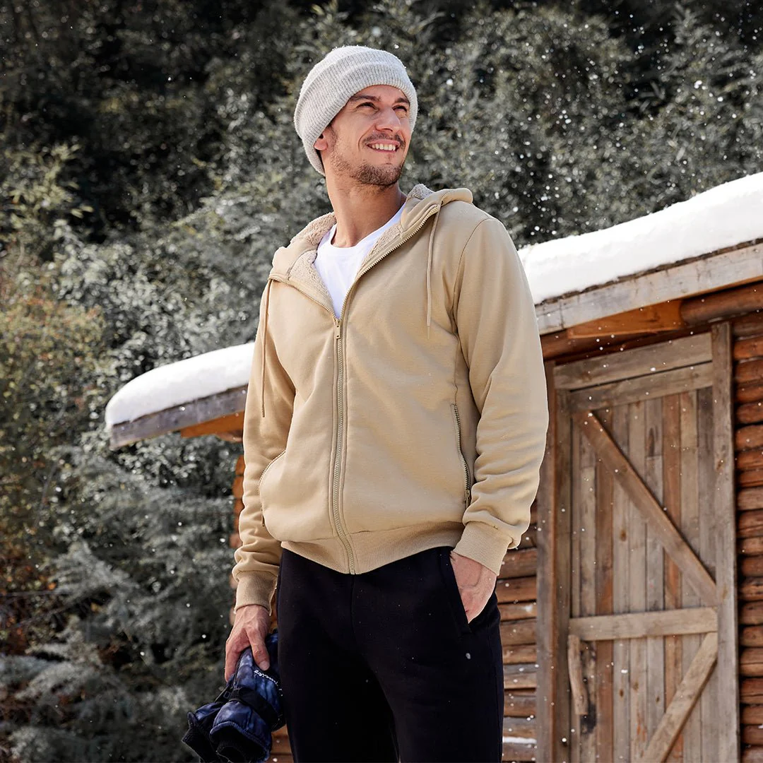 Men's Fleece Hoodie Jacket Windproof Winter Coats
