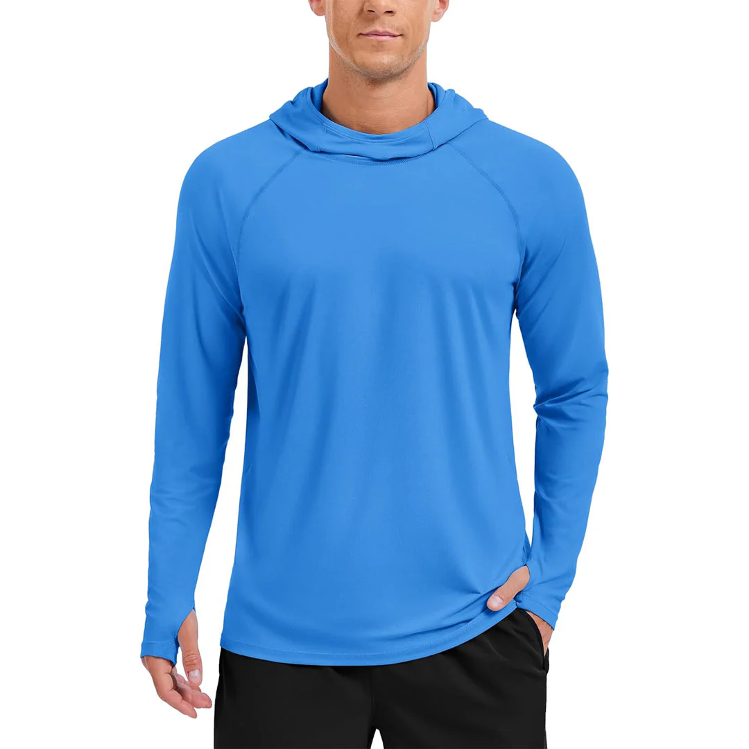 Men's UPF 50+ Sun Hoodie Long Sleeve Quick Dry Rash Guard Shirt