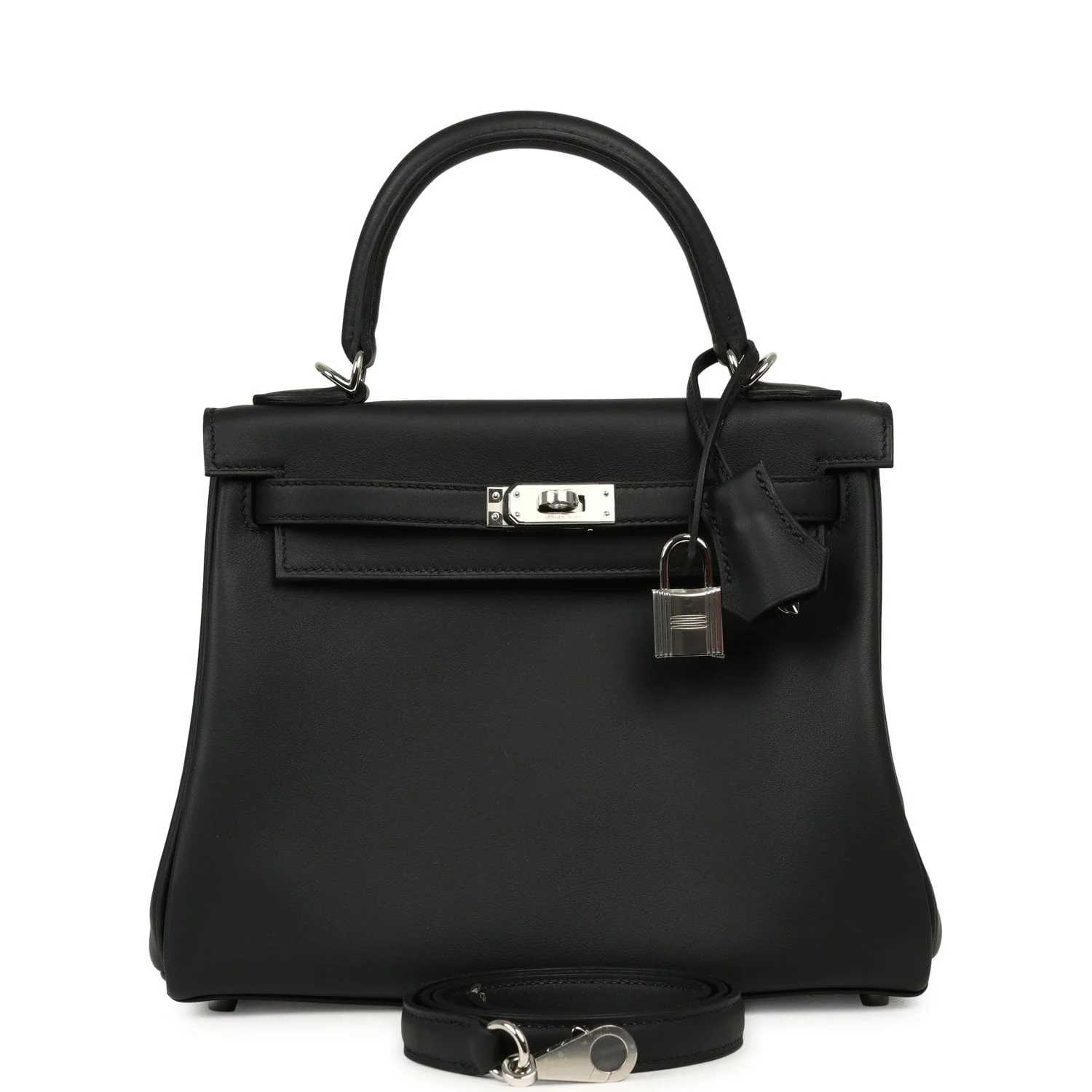 HERMÈS Kelly Retourne 25 Black Swift Palladium Hardware