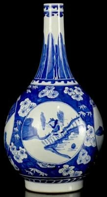 41CM Kangxi Signed Old Chinese Blue & White Porcelain Vase w/ figure CK441