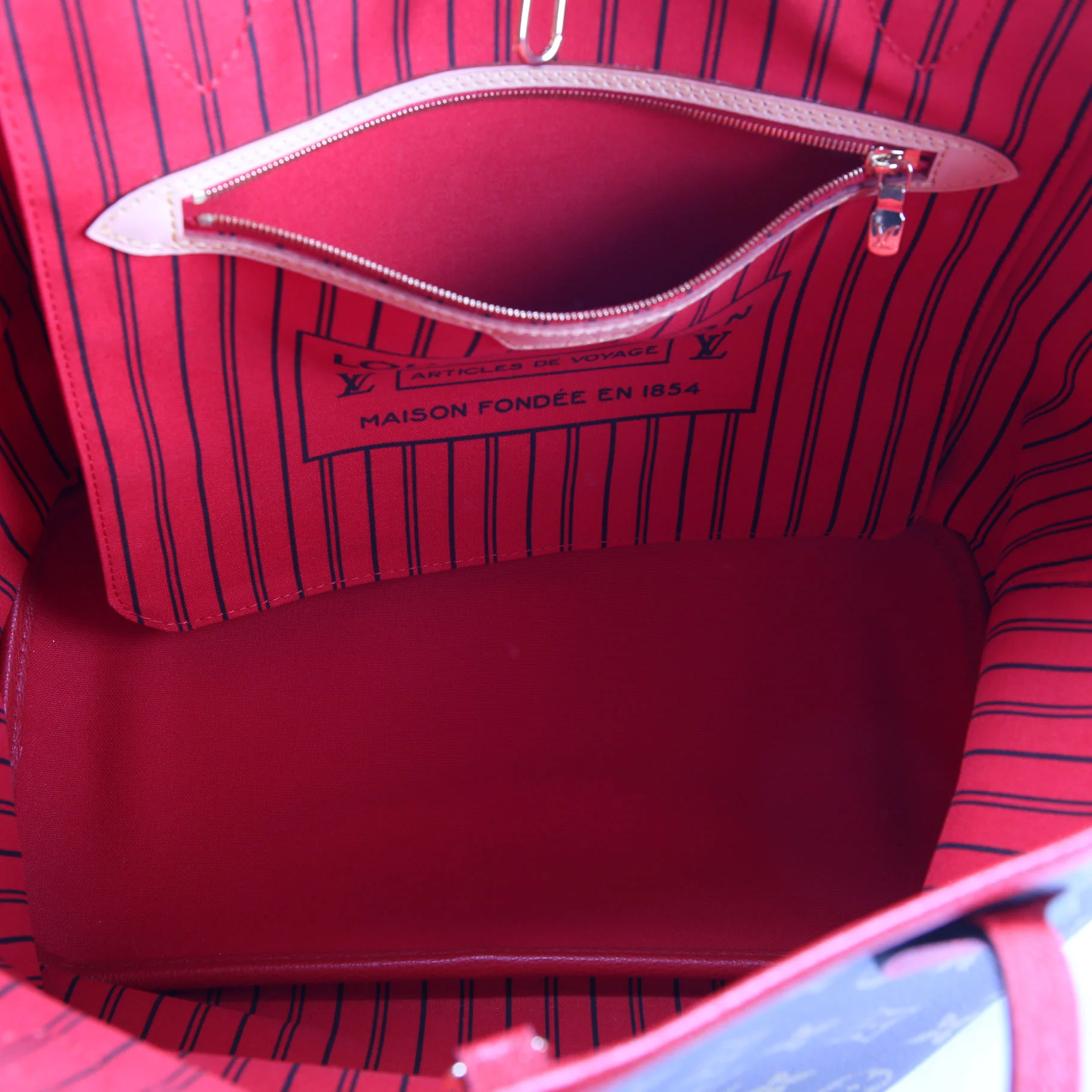 Neverfull MM Inside Out Leather/Monogram Brown/Red