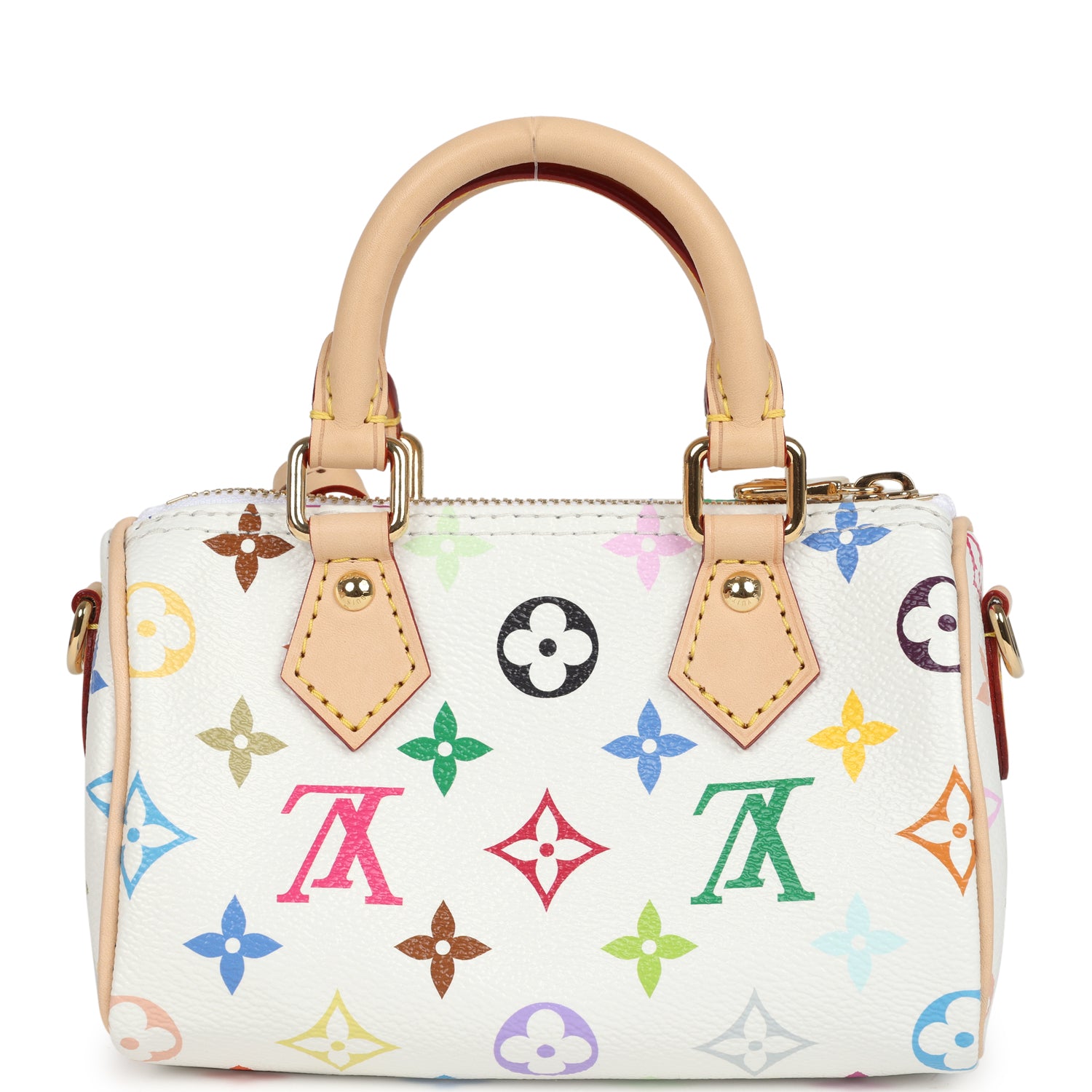 LOUIS VUITTON × Murakami Nano Speedy Bag White Multicolor Monogram Gold Hardware