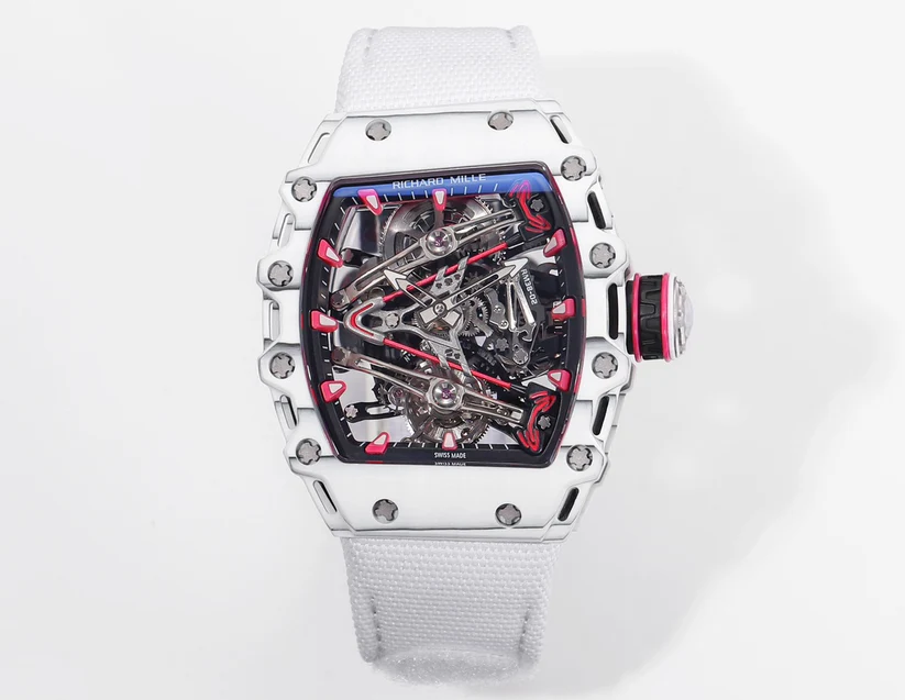 【7A Quality】Richard Mille RM 38 02 Bubba Watson Tourbillon White Case & Fabric Strap