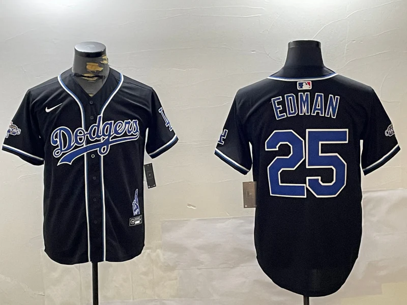 Men's Los Angeles Dodgers Tommy Edman #25 Black Replica Player Jersey