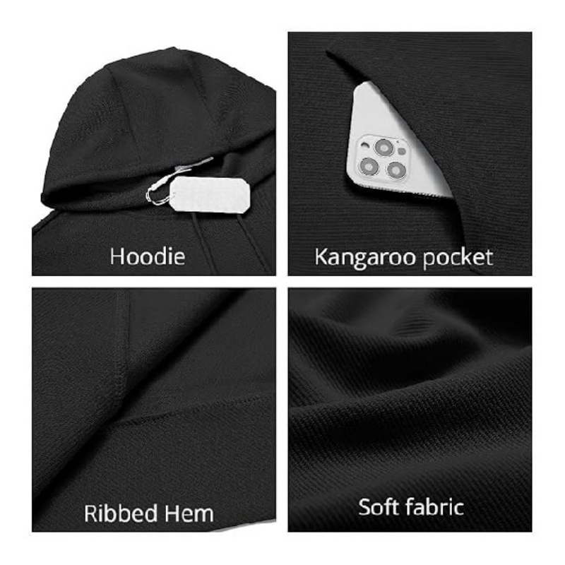 Mens Hoodie Long Sleeve Casual Pullover Hooded Sweatshirt