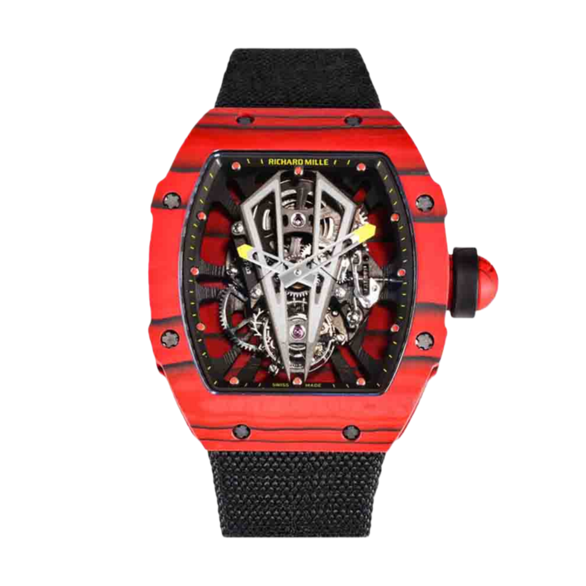 【7A Quality】Swiss Replica Richard Mille RM27-03 41mm Red Matador Skeleton Dial Carbon Fiber Case