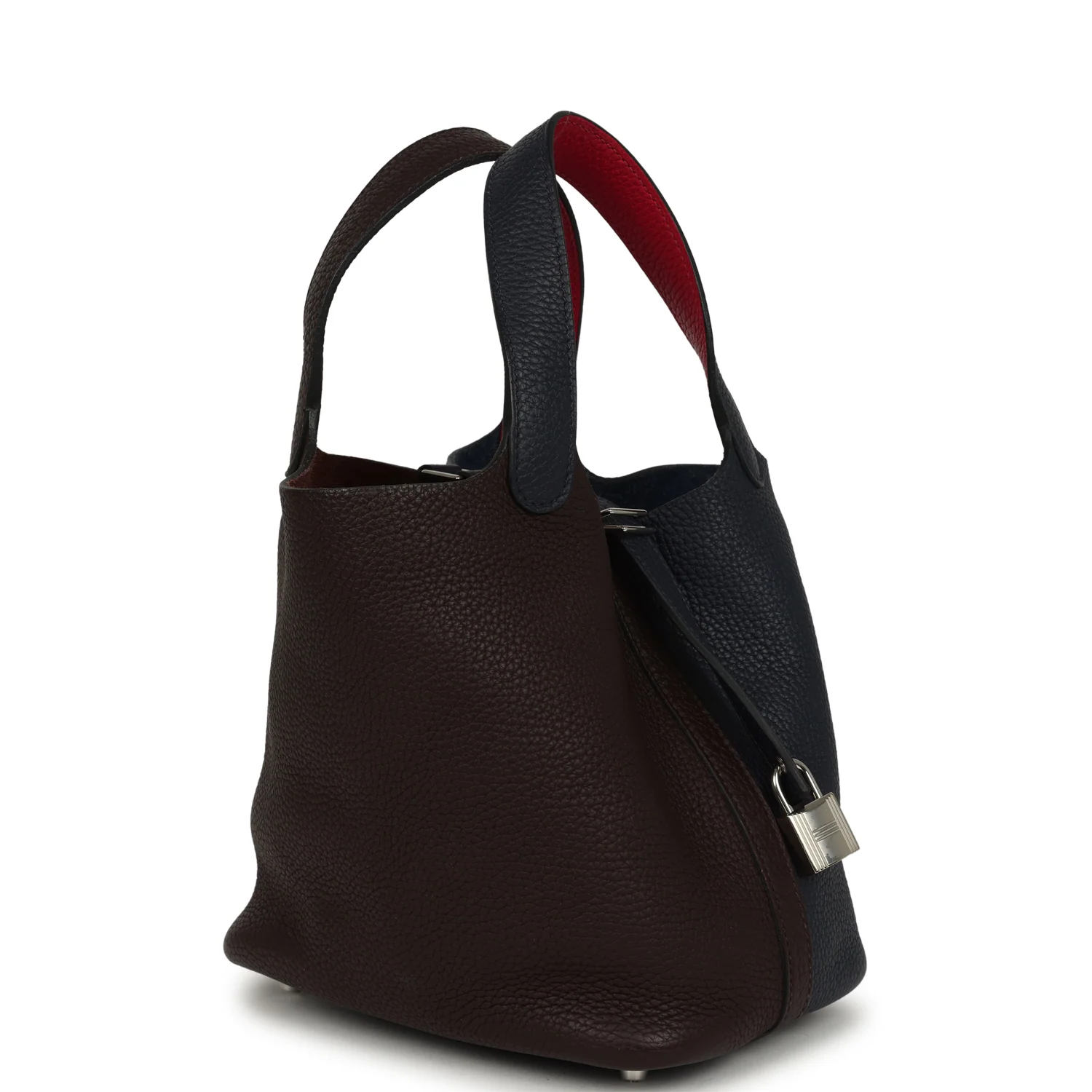 HERMÈS Picotin 18 Casaque Bleu Nuit, Rouge Sellier, Framboise Clemence Palladium Hardware