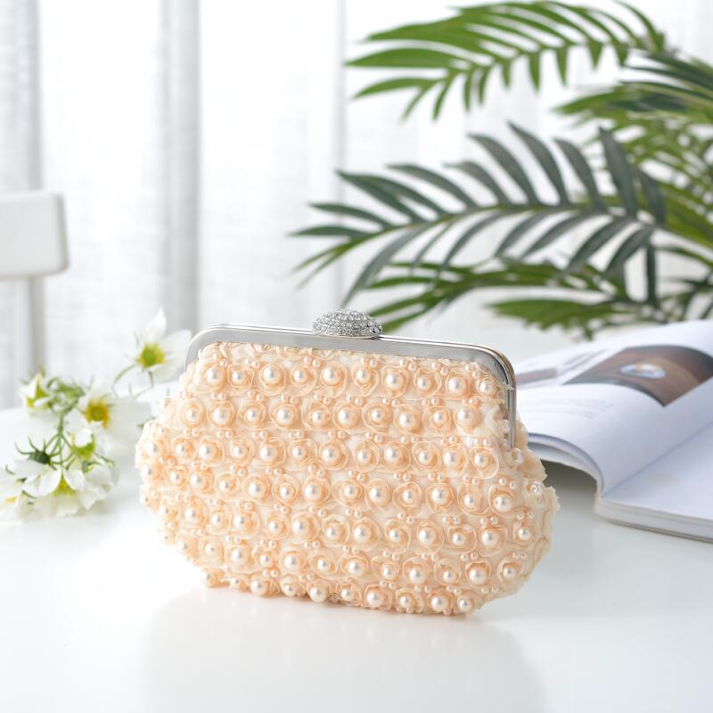 Fashion rhinestone rose lace pearl clutch bag