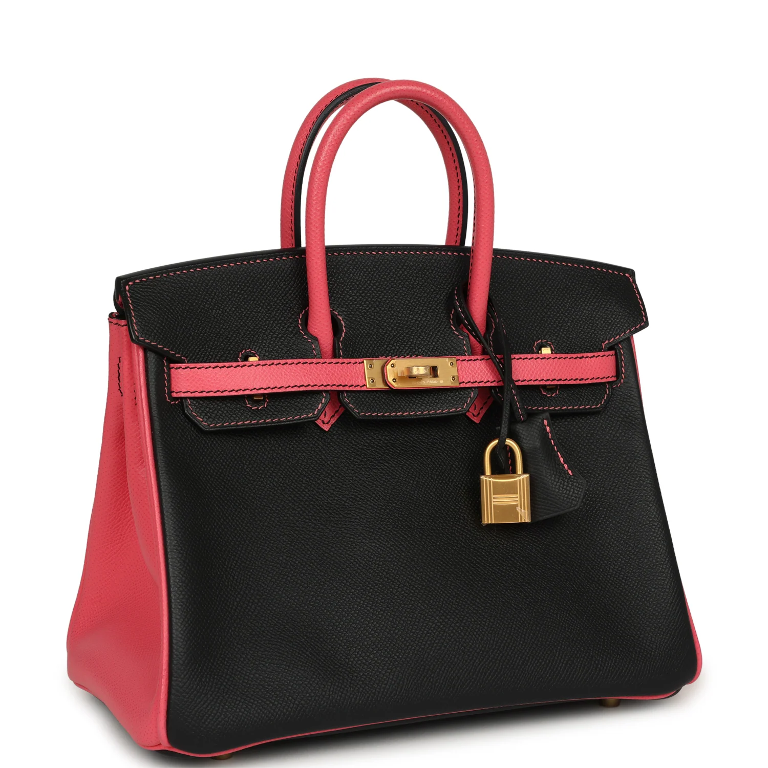 HERMÈS Special Order (HSS) Birkin 25 Bi-Color Black, Rose Azalee Epsom Brushed Gold Hardware