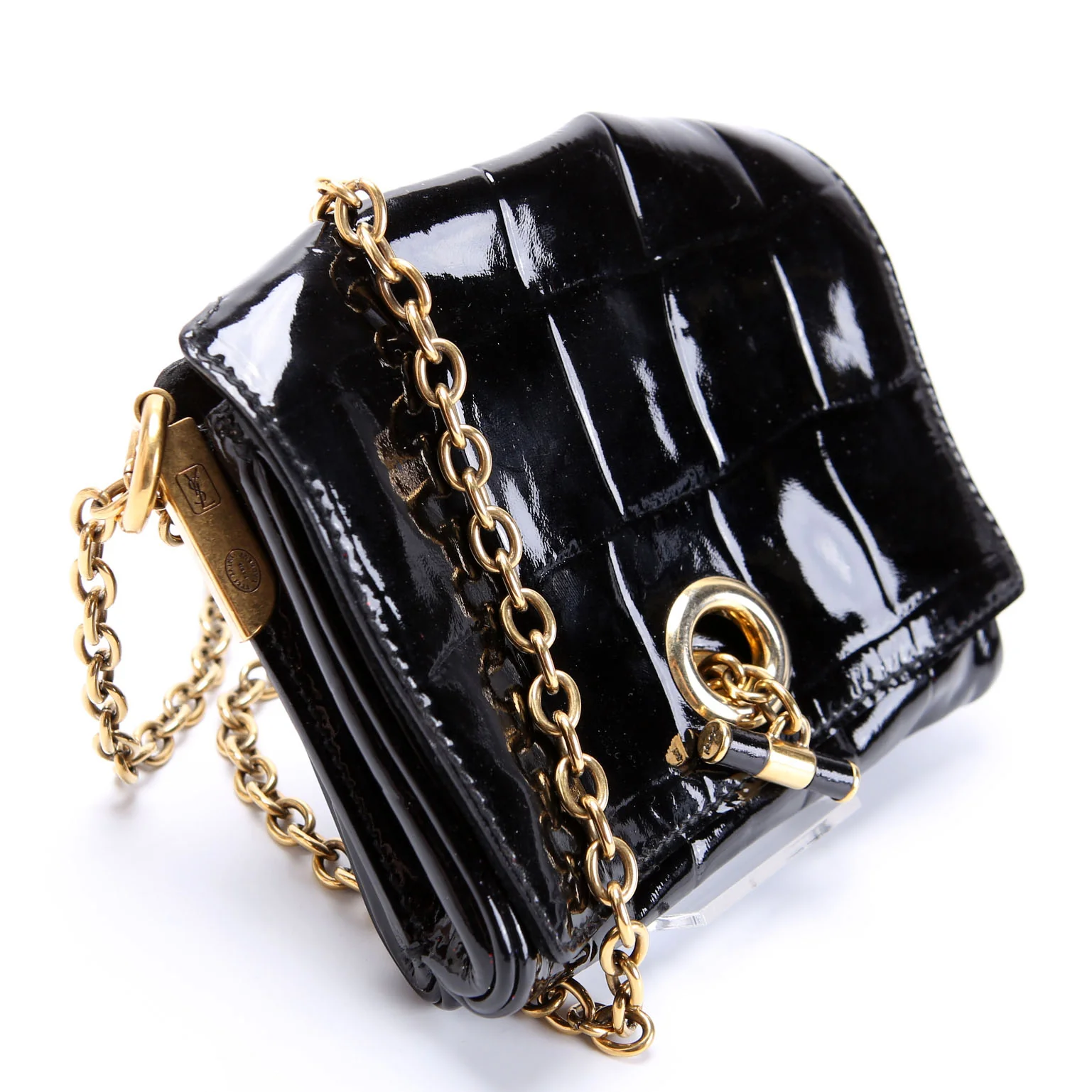 Rive Gauche Patent Shoulder Vintage Black/Gold