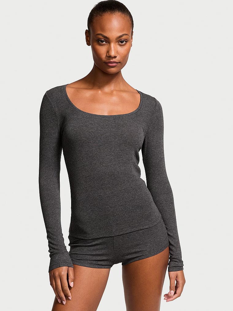 Victoria's Secret Ribbed Modal Scoop Long-Sleeve Shortie Set