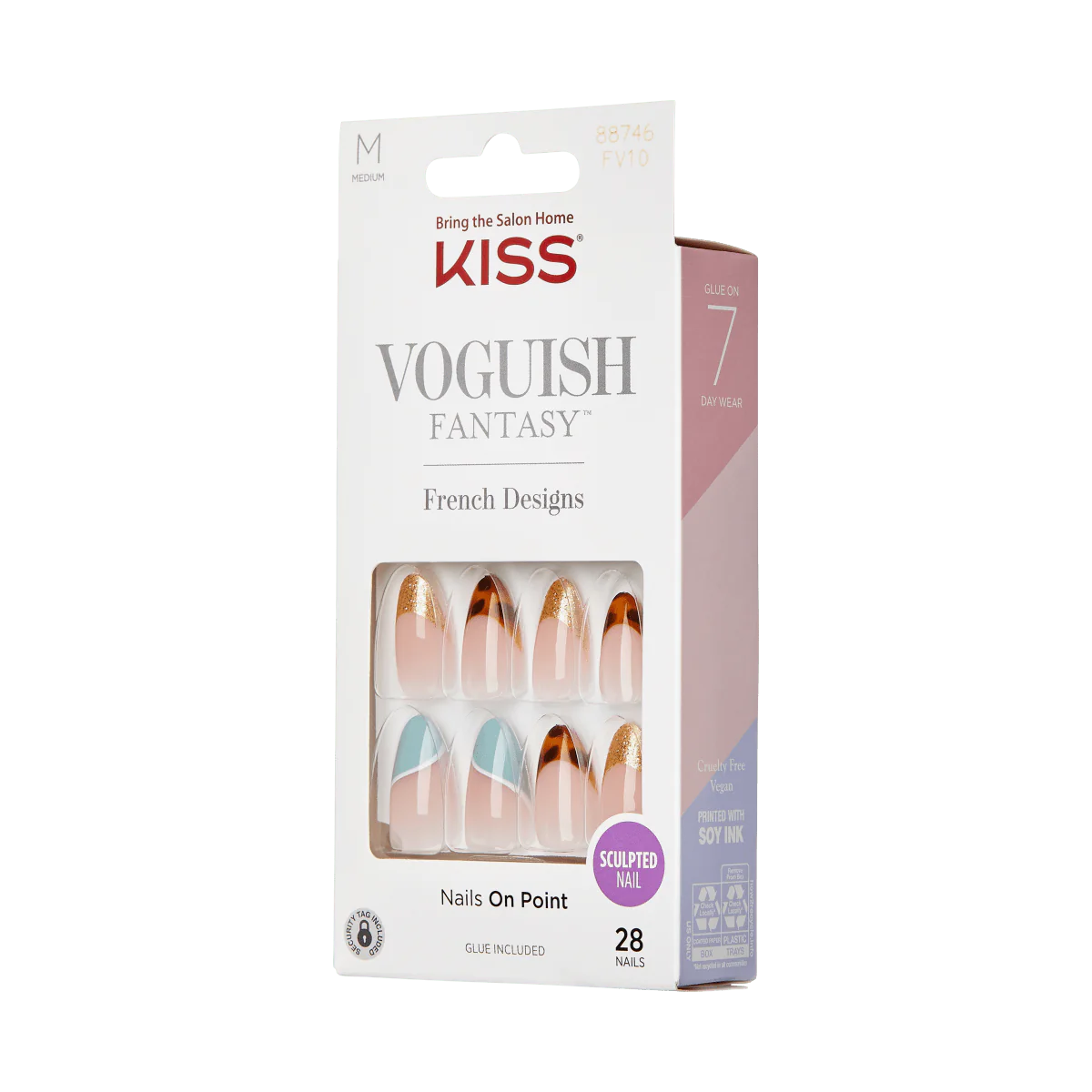 KISS Voguish Fantasy French Designs Press On Glue Nails - Charmante