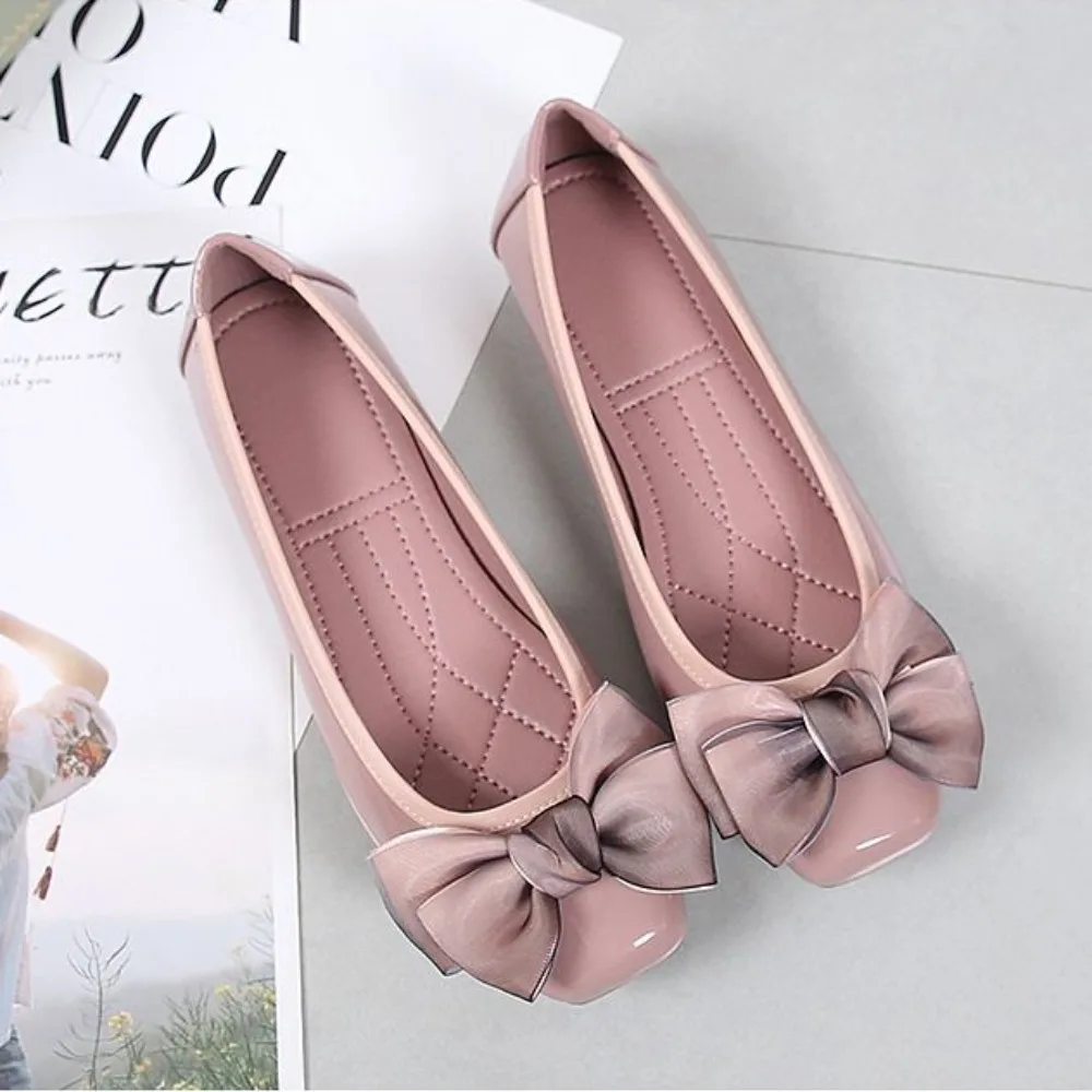 Flat Shoes for Women Spring New Bow Shaped Female Student Shoes Flat Heels