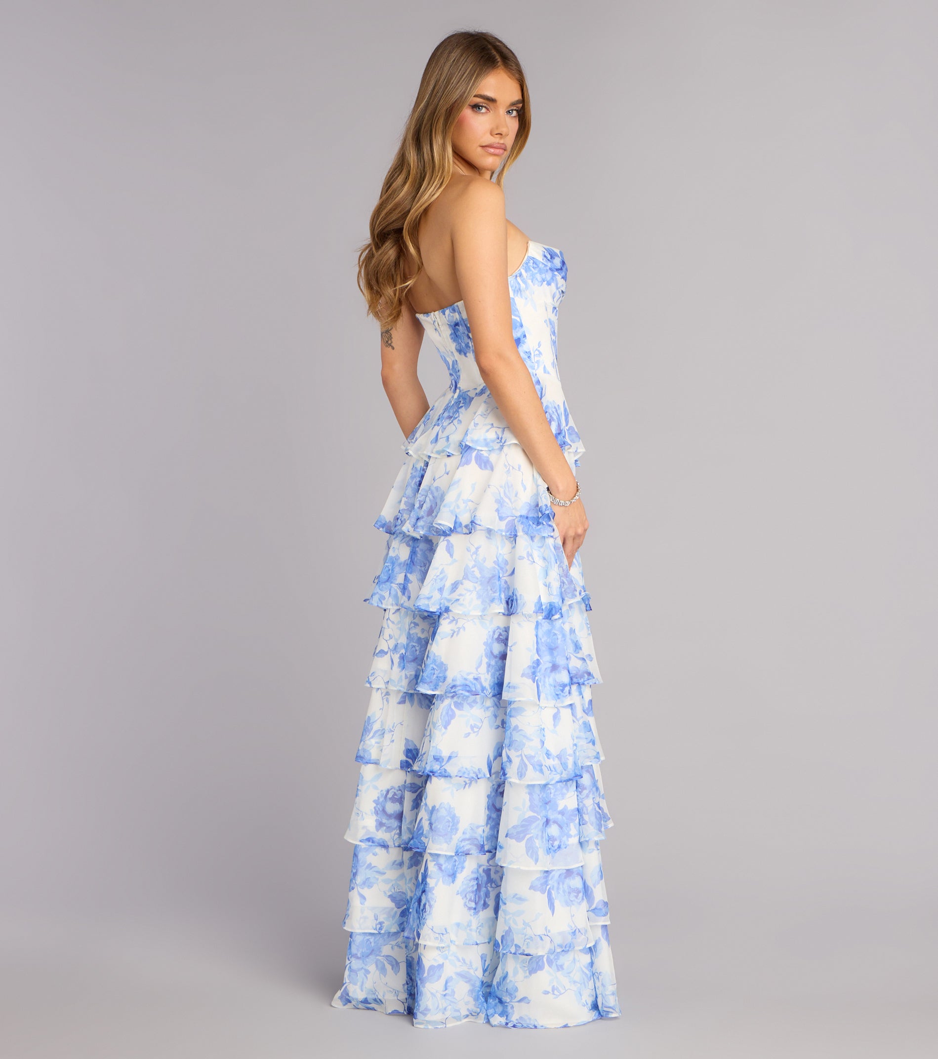 Floral Chiffon Formal Dress