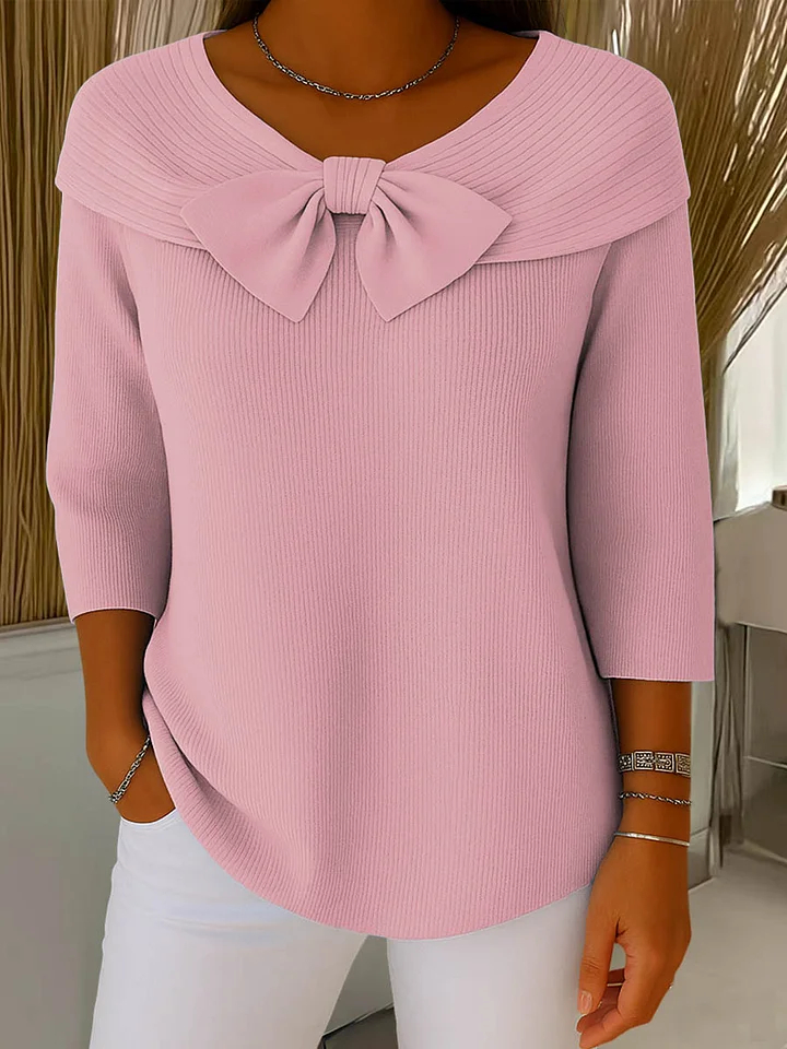 NEW🔥 Women's Bowknot Casual Knit Pullover