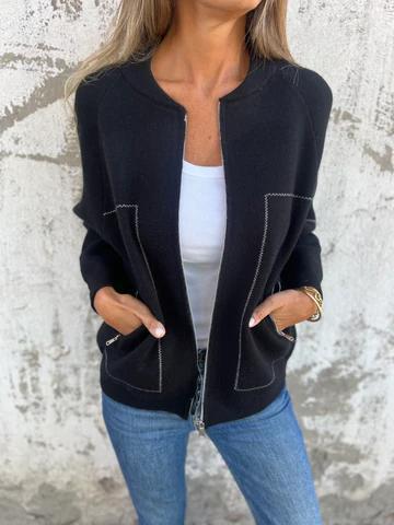 🌲 SALE🔥Casual Round Neck Zipper Thin Jacket