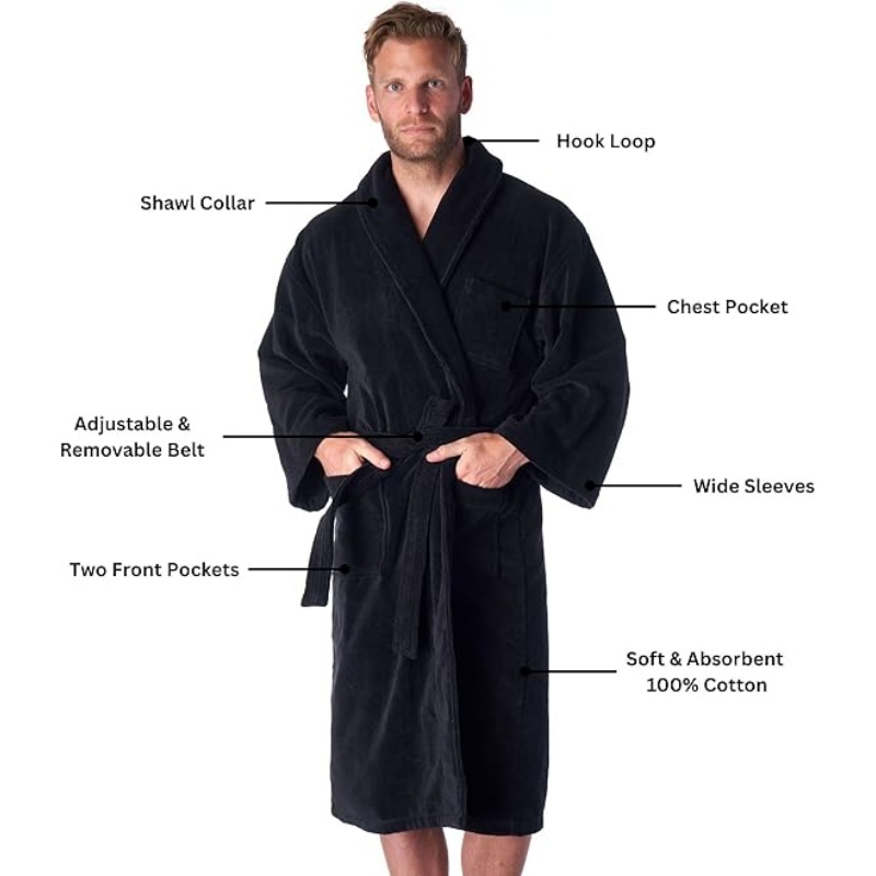 Alpine Swiss Pure Cotton Terry Cloth Men's Bathrobe