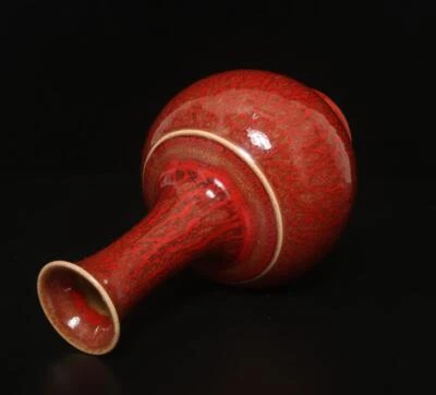 23CM Kangxi Signed Old Chinese Jun Yao Jun Kiln Yaobian Glaze Vase