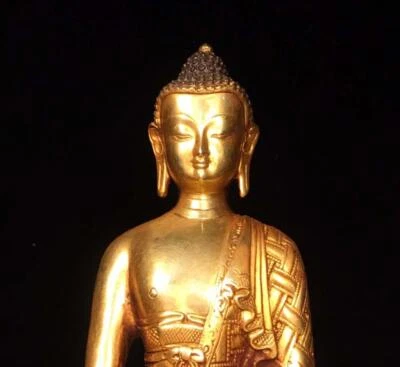 22CM Old Chinese Bronze Statue Buddha N1689