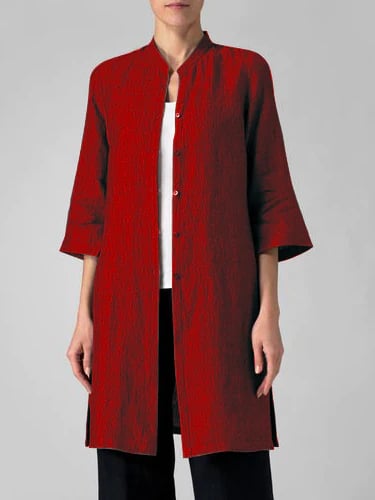 Cotton And Linen Irregular Shirt Cardigan