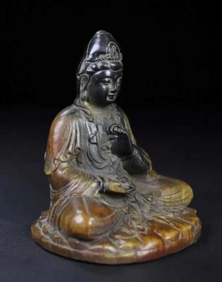 Qianlong Signed Old Chinese Cow Statue Guanyin Buddha N236