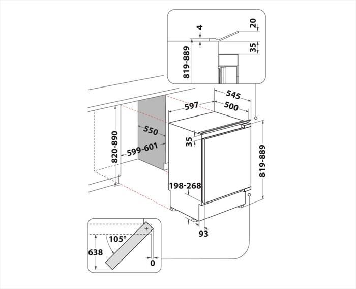 INDESIT - Frigorifero sotto-tavolo INBUL021 Classe E 144 lt-Grigio