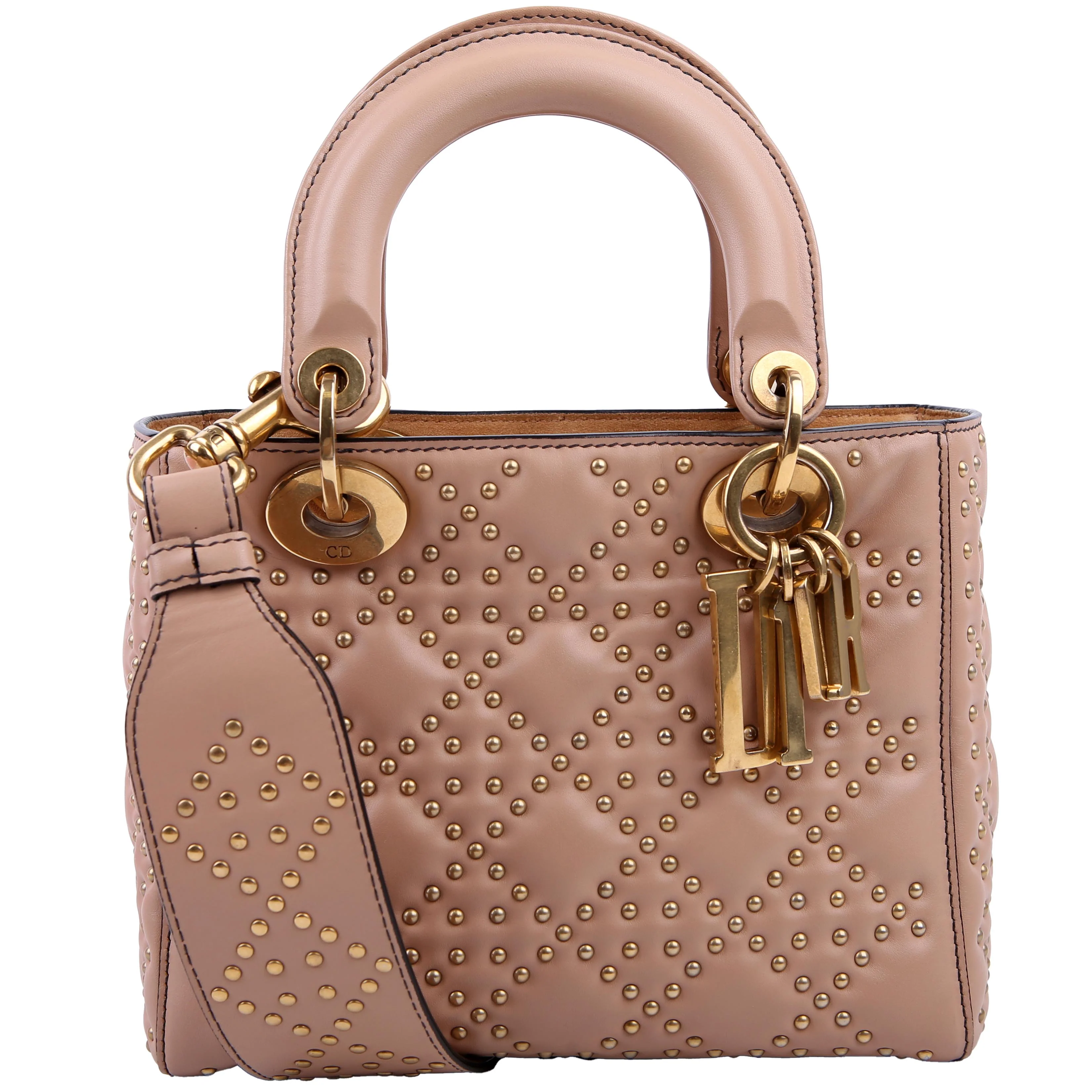 DIOR Lady Dior Mini Studded Tan