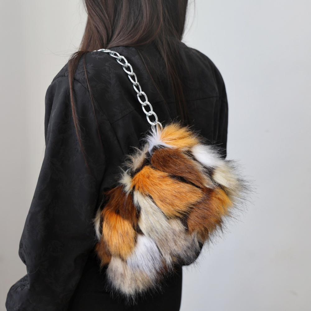 Plush leopard evening bag Asian style shoulder bag