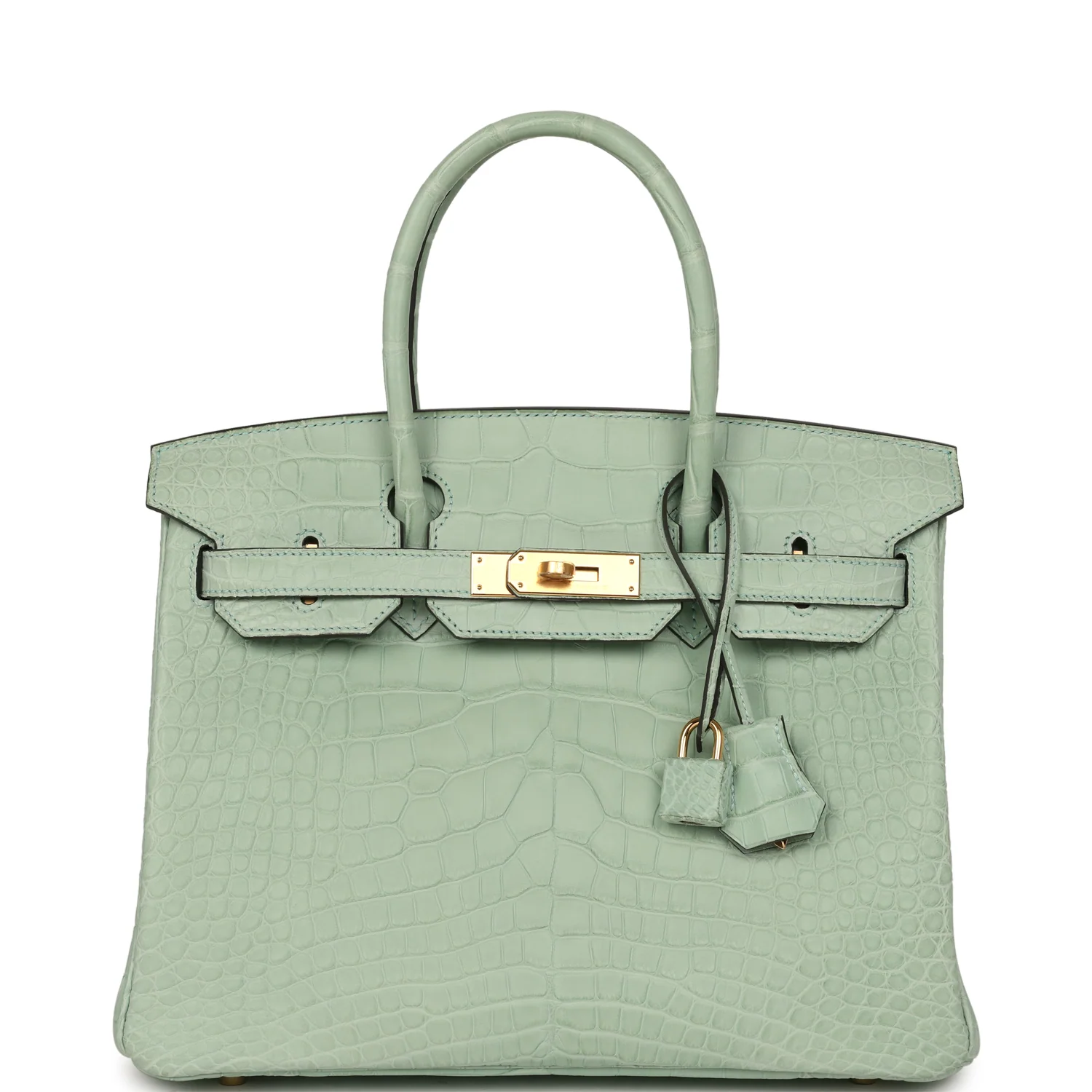 HERMÈS Birkin 30 Vert D'Eau Matte Alligator Gold Hardware